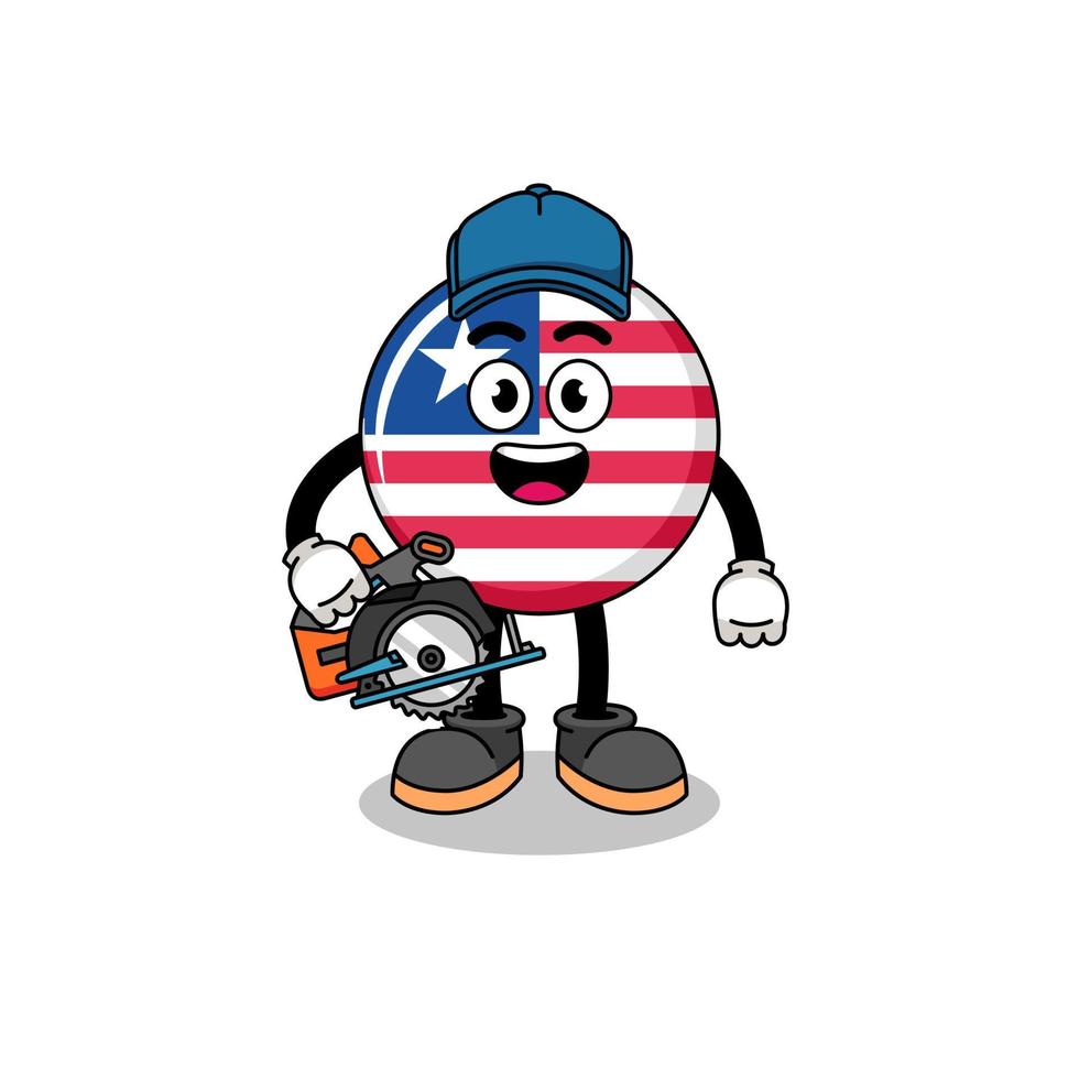 tekenfilm illustratie van Liberia vlag net zo een houtbewerker vector