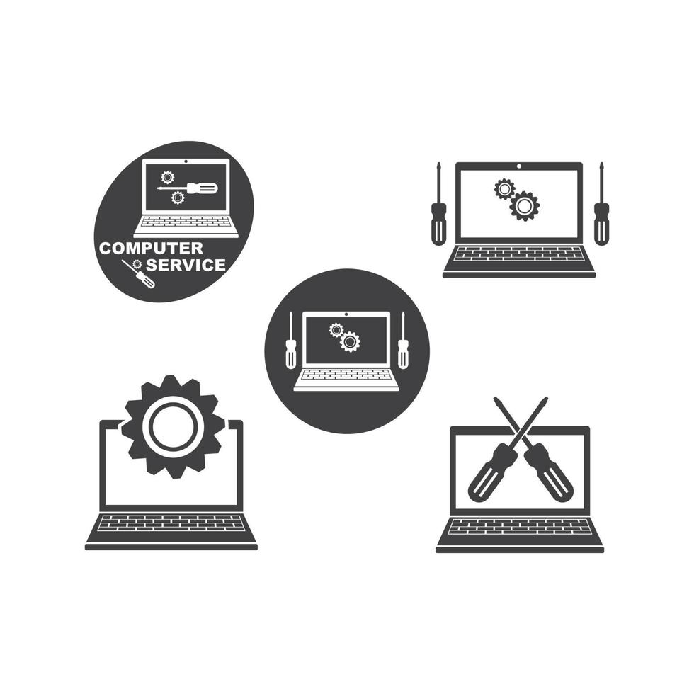 computer onderhoud en reparatie logo icoon vector illustratie