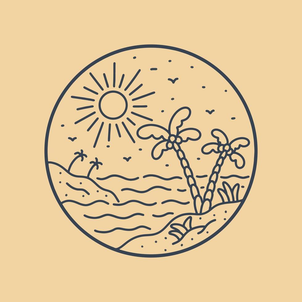 zomerse strandvibes en kokospalm. ontwerp voor t-shirt, badge, sticker, enz vector
