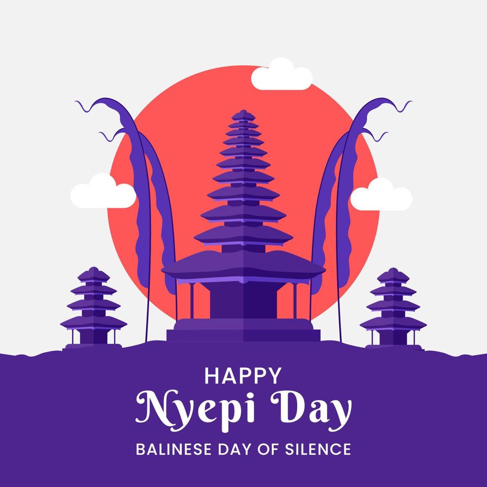 gelukkig nyepi dag. balinees dag van stilte. Hindoe nieuw jaar. vector