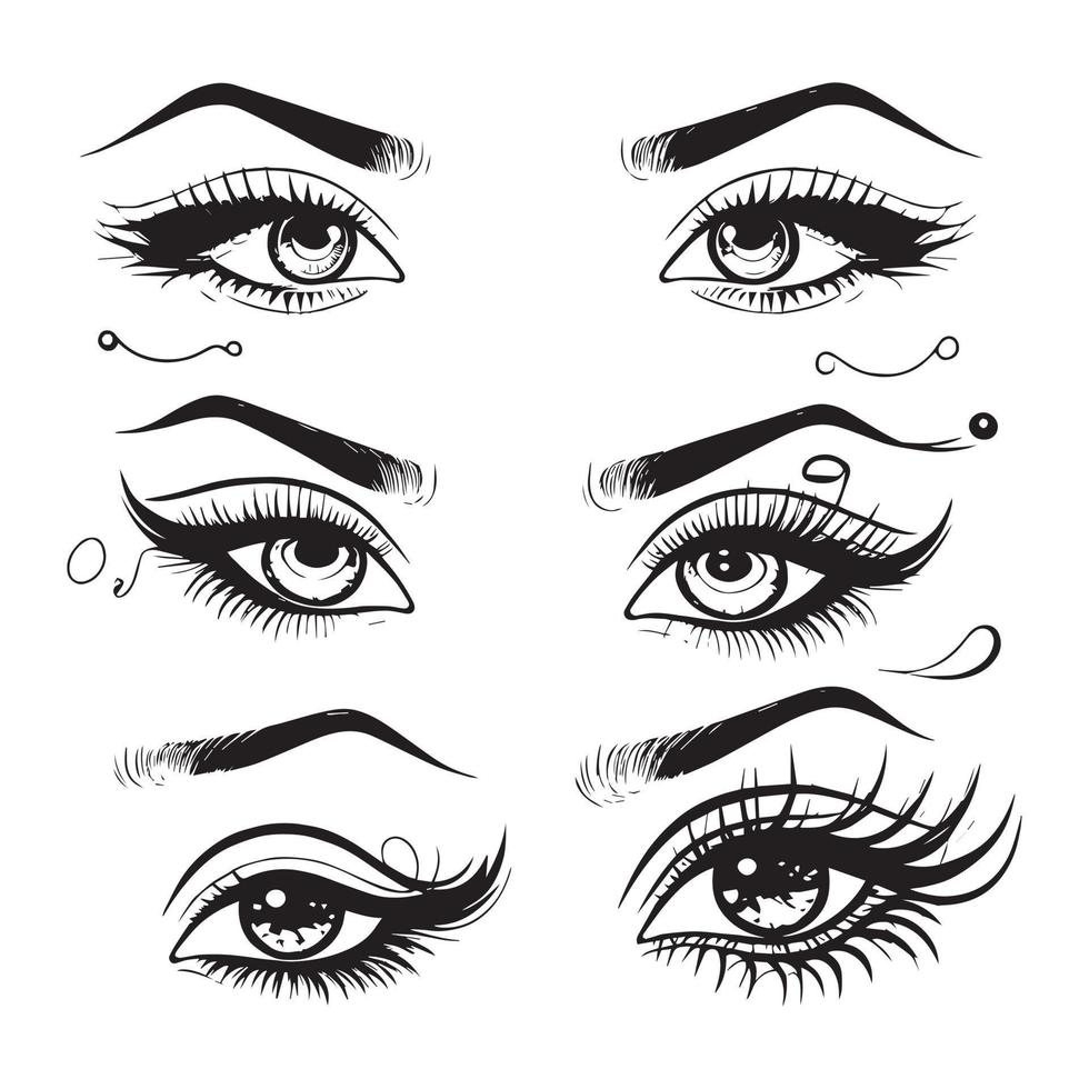 oog voering vector. mooi vrouw ogen bedenken vector. reeks van verschillend vector eyeliner vormen.