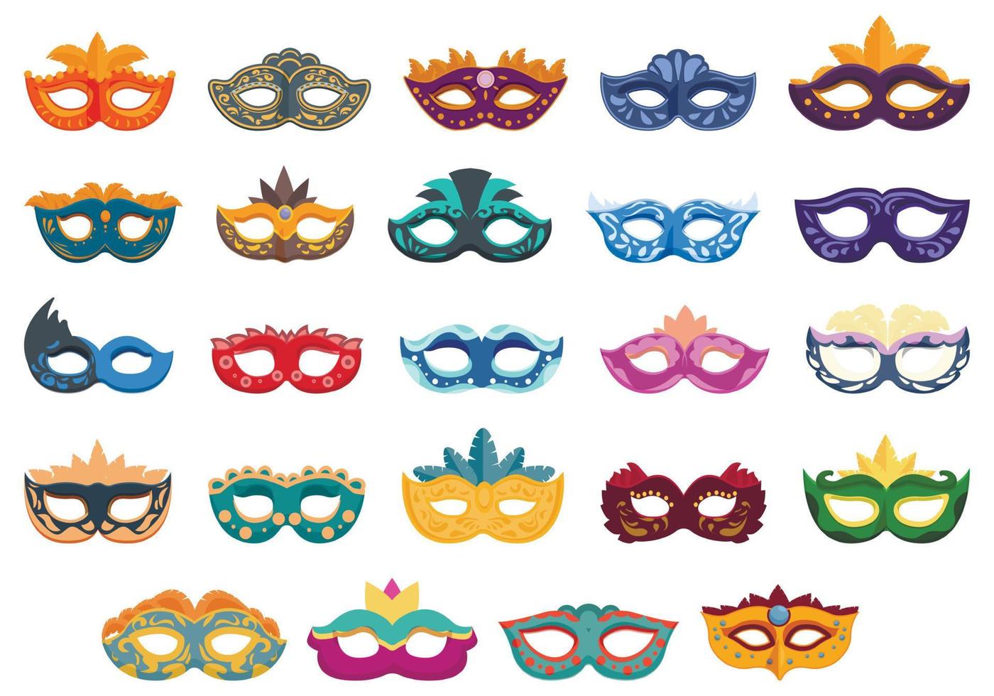 carnaval van Venetië pictogrammen reeks tekenfilm vector. kostuum masker vector