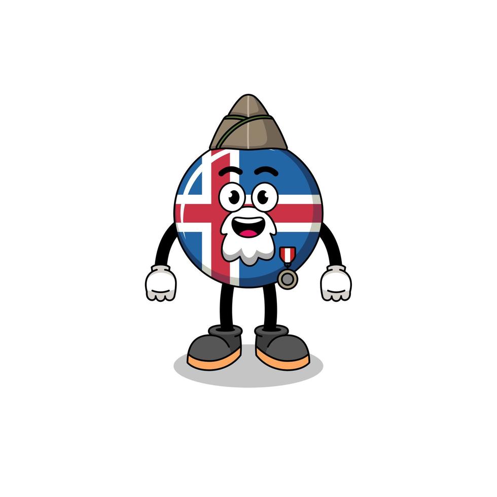 karakter tekenfilm van IJsland vlag net zo een veteraan vector