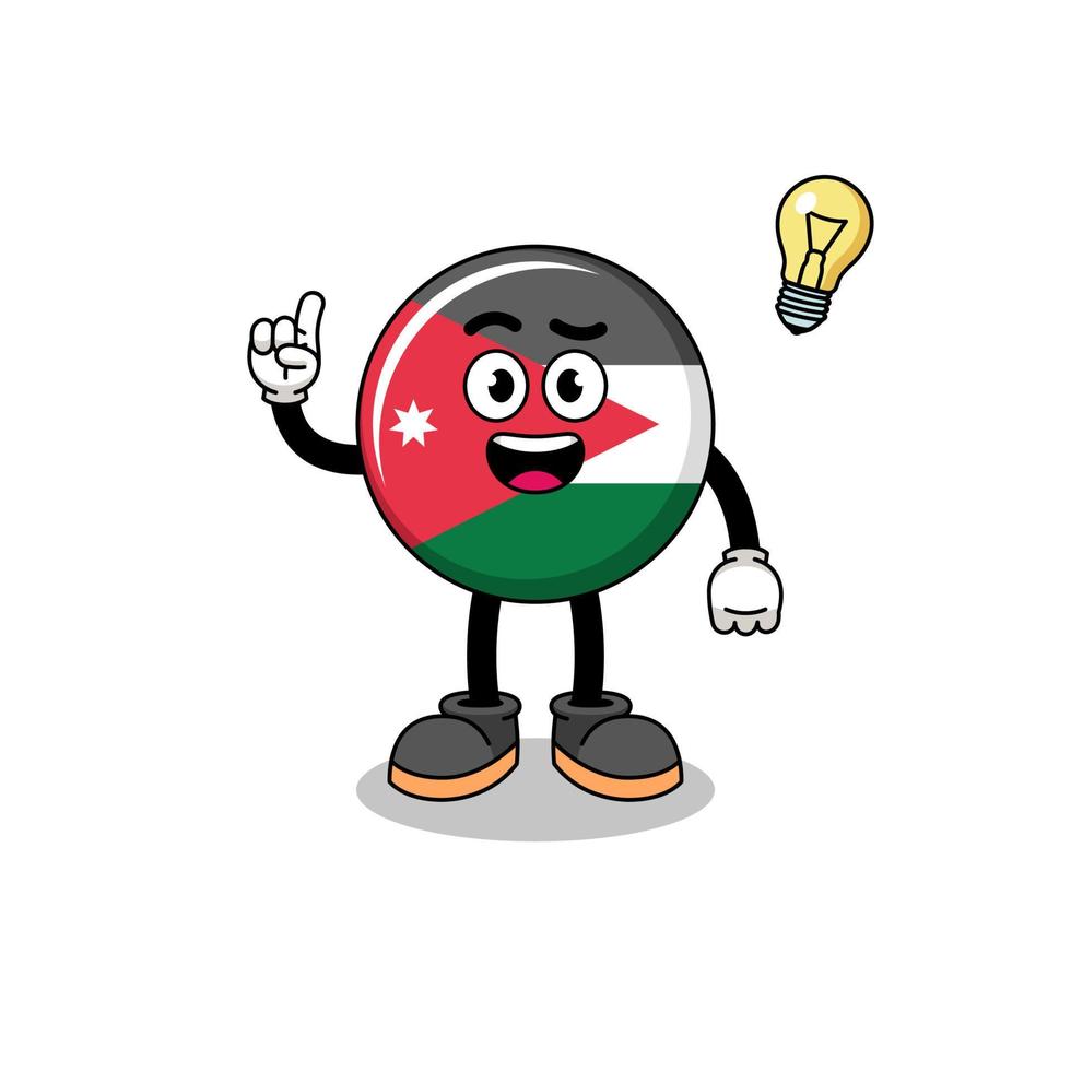Jordanië vlag tekenfilm met krijgen een idee houding vector