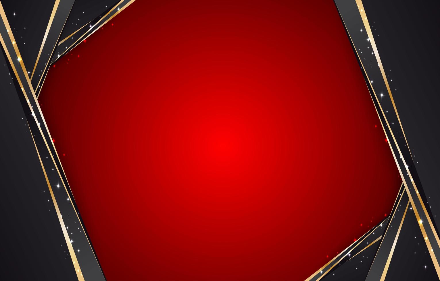 abstracte rode achtergrond met zwart en goud frame vector