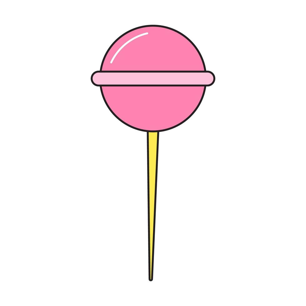 roze lolly retro 90s stijl. snoep voedsel. kleurrijk vector sticker geïsoleerd Aan wit achtergrond.