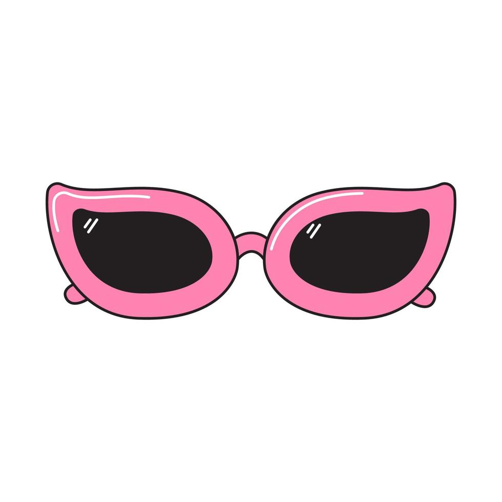 van katten oog lens roze omrand bril retro 90s stijl. kleurrijk vector sticker geïsoleerd Aan wit achtergrond.