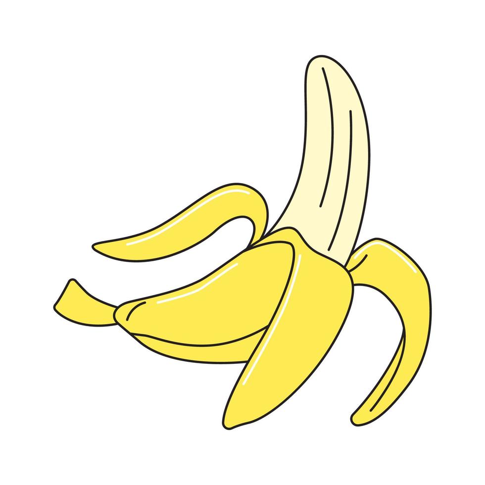 banaan retro 90s stijl. kleurrijk vector sticker geïsoleerd Aan wit achtergrond.