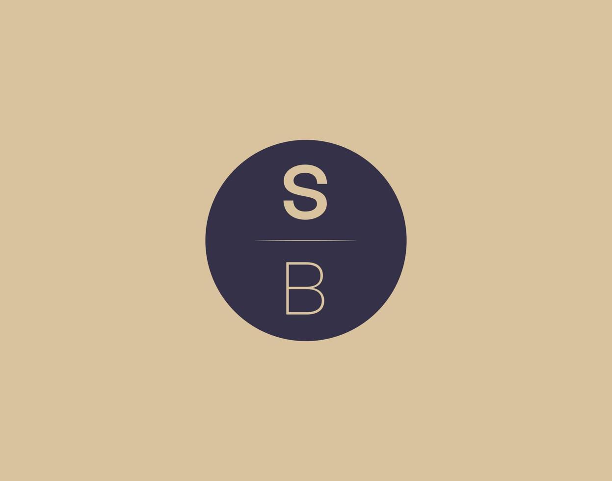 sb brief modern elegant logo ontwerp vector afbeeldingen
