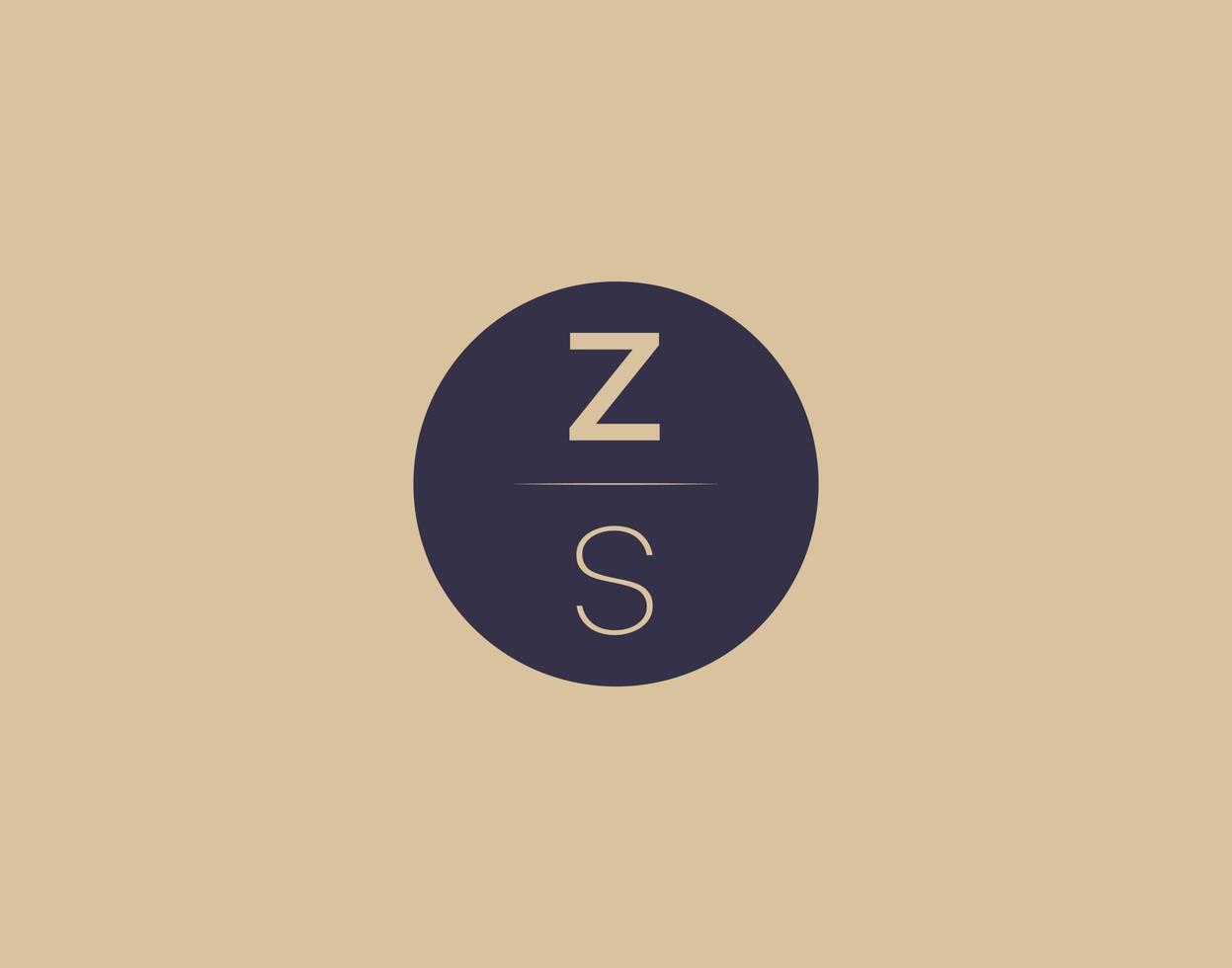 zs brief modern elegant logo ontwerp vector afbeeldingen