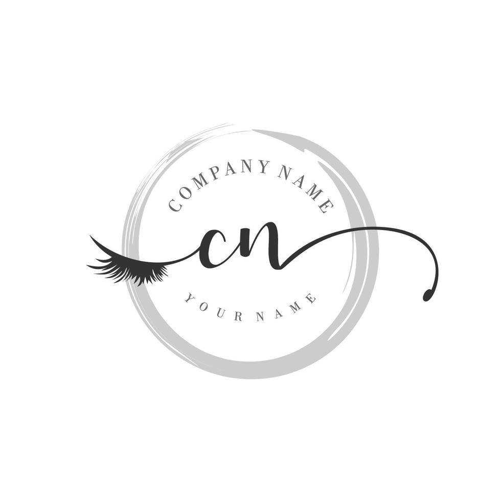 eerste cn logo handschrift schoonheid salon mode modern luxe monogram vector