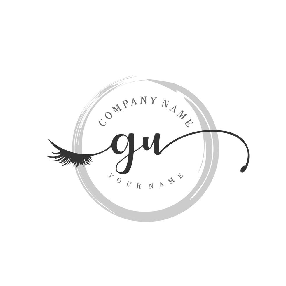 eerste gu logo handschrift schoonheid salon mode modern luxe monogram vector