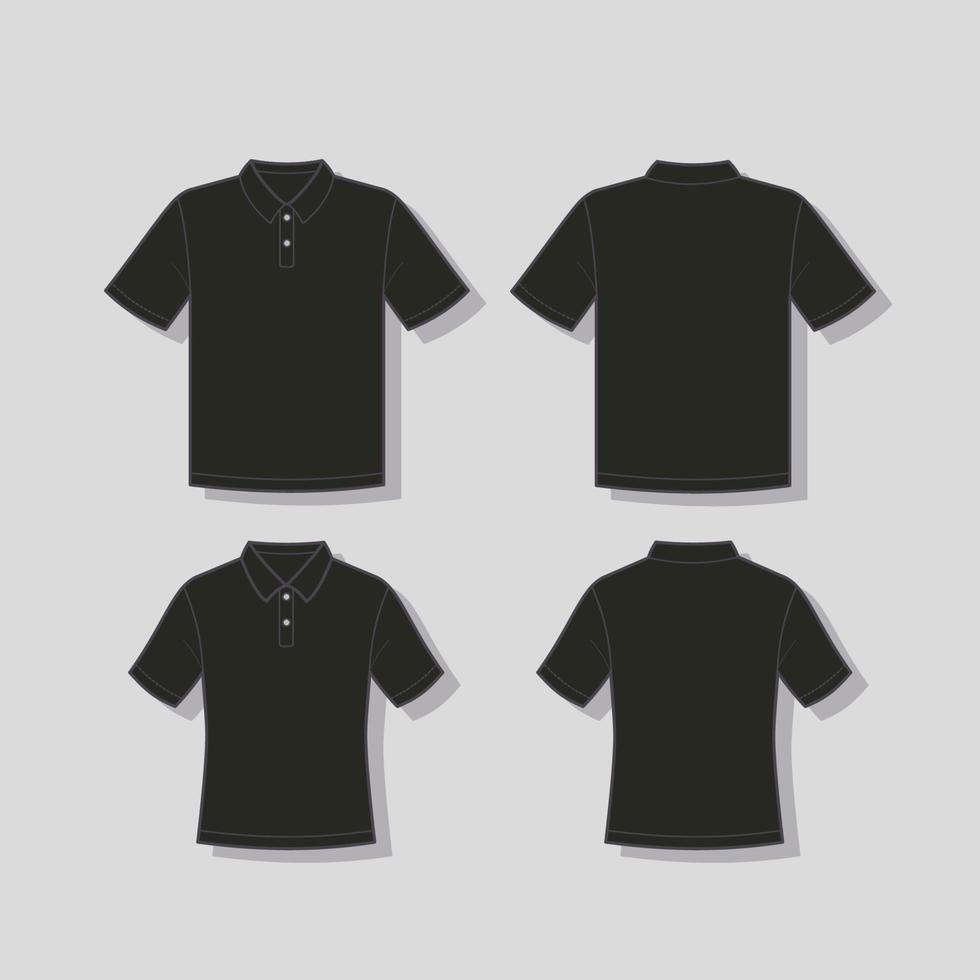 zwart schets polo overhemd voor Mens en vrouw vector