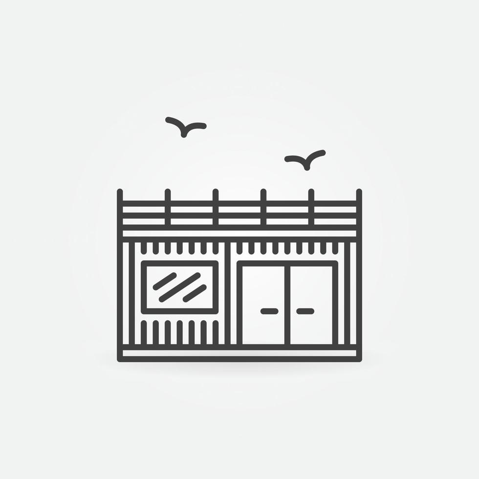 Verzending houder klein huis of kantoor vector concept lijn icoon of symbool