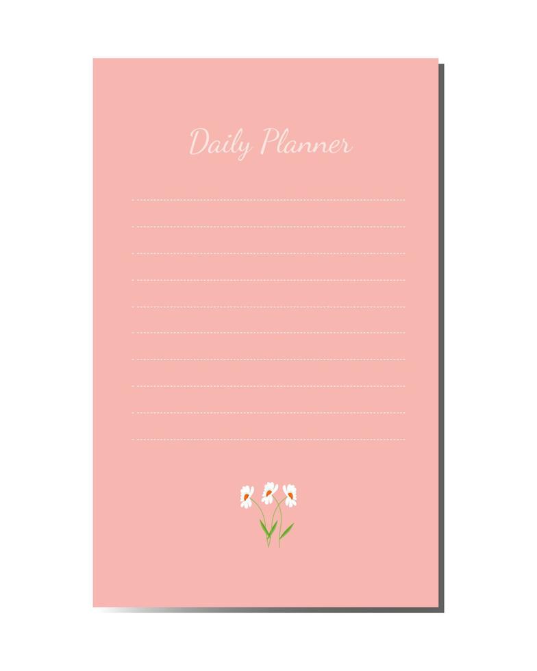 vector sjabloon bladzijde persoonlijk dagboek dagelijks planning ontwerp. bladzijde van een meisjes persoonlijk dagboek.