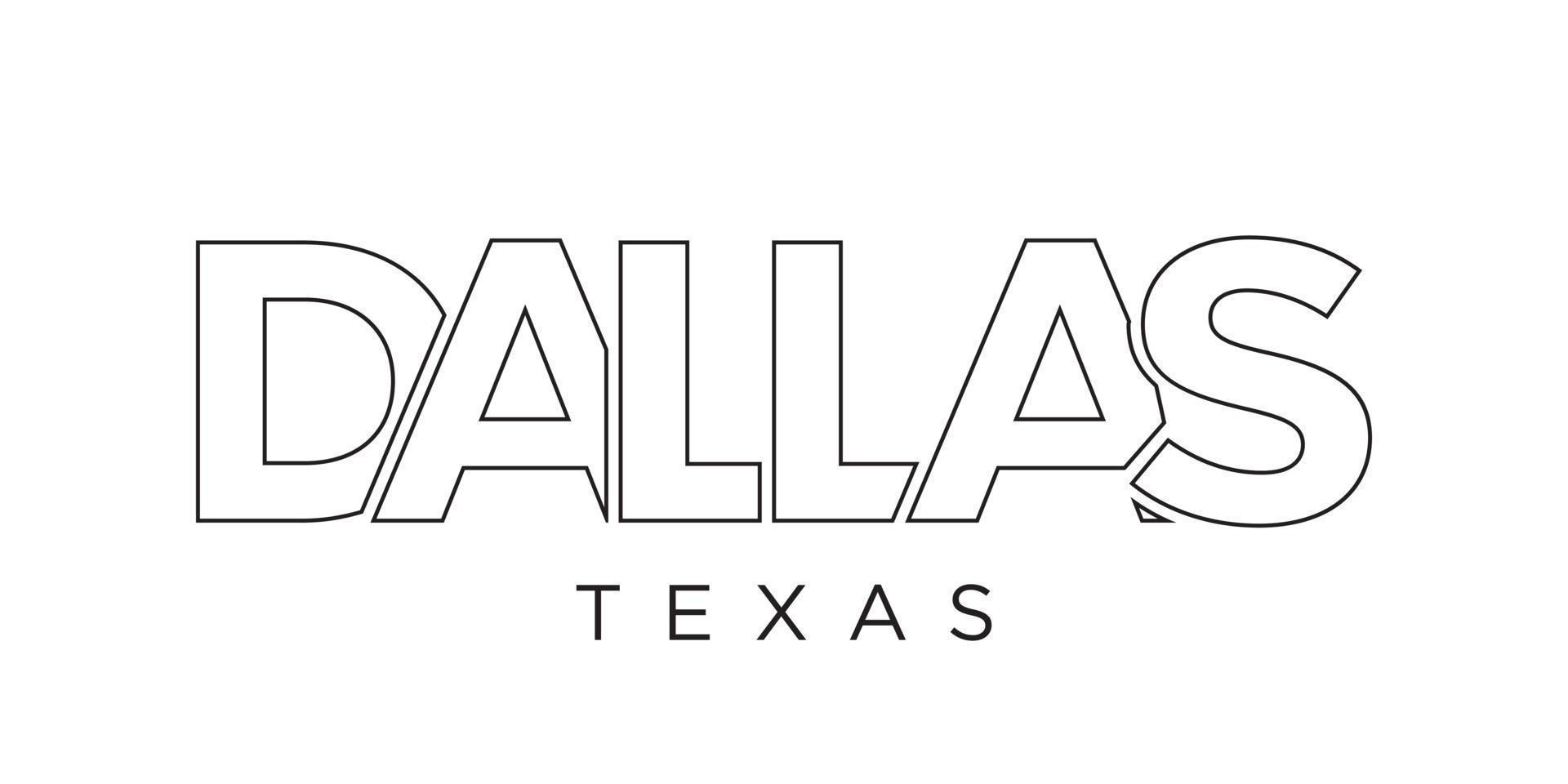 dallas, Texas, Verenigde Staten van Amerika typografie leuze ontwerp. Amerika logo met grafisch stad belettering voor afdrukken en web. vector