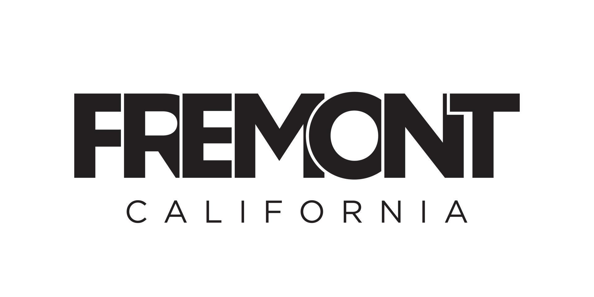 fremont, Californië, Verenigde Staten van Amerika typografie leuze ontwerp. Amerika logo met grafisch stad belettering voor afdrukken en web. vector