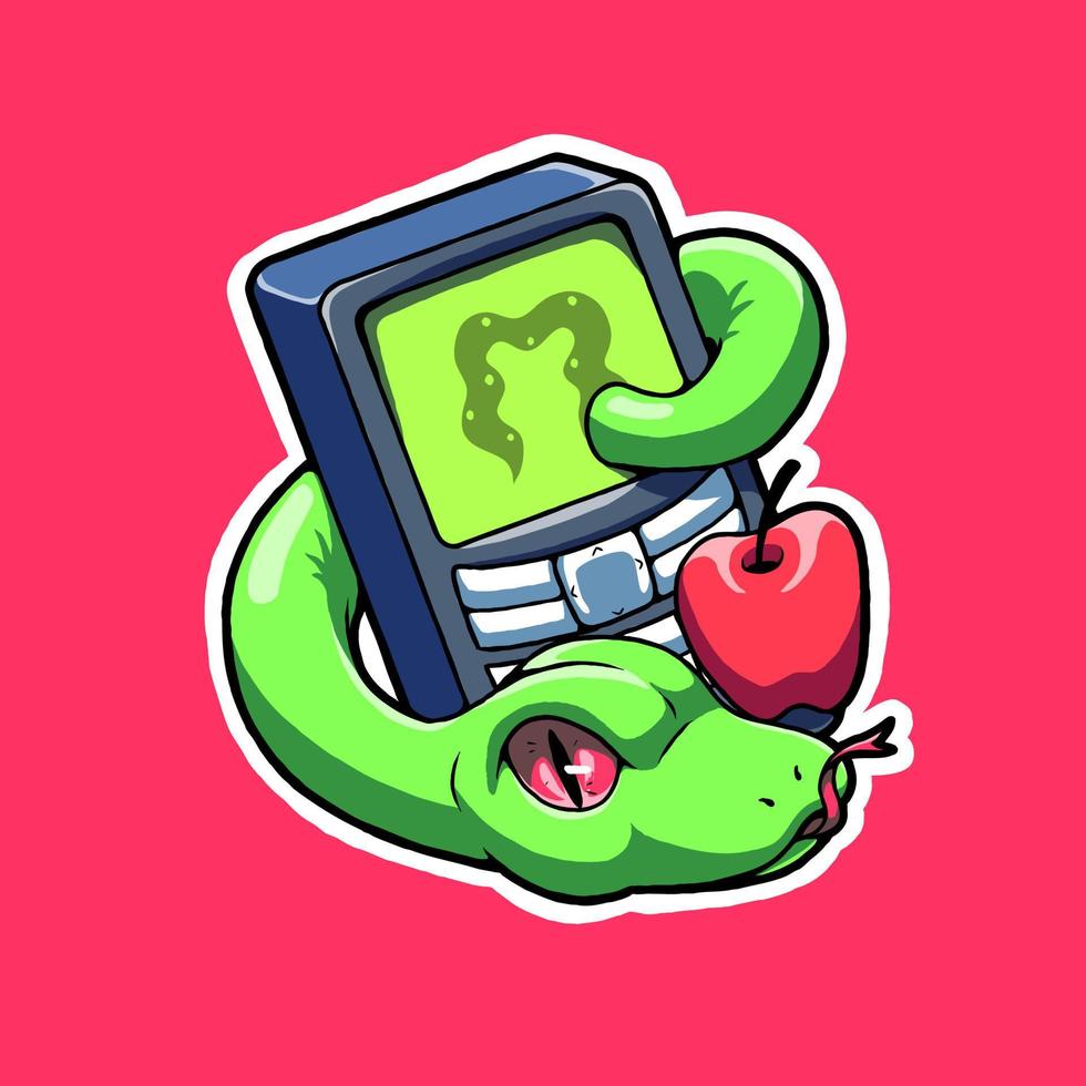 vector illustratie met een slang komt eraan uit van een oud cel telefoon. deze beeld is Super goed voor stickers.