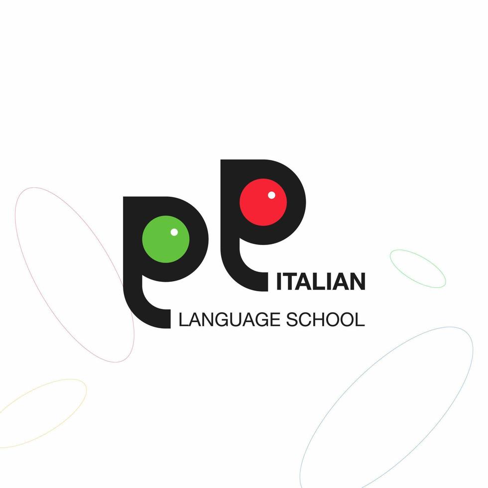 'Italiaans' taal onderhoud iconisch logo. concept van tolk, vertaling, en schrijven overleg plegen bureau. vector illustratie