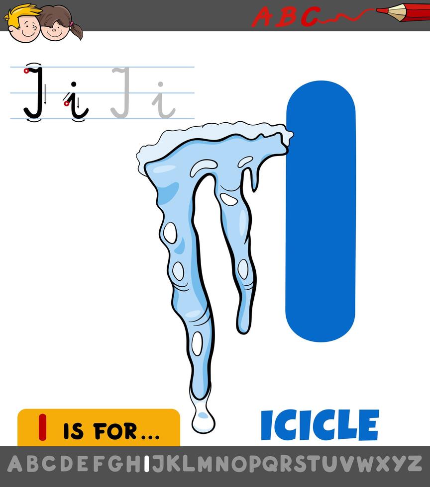 letter i werkblad met ijskegel cartoon afbeelding vector