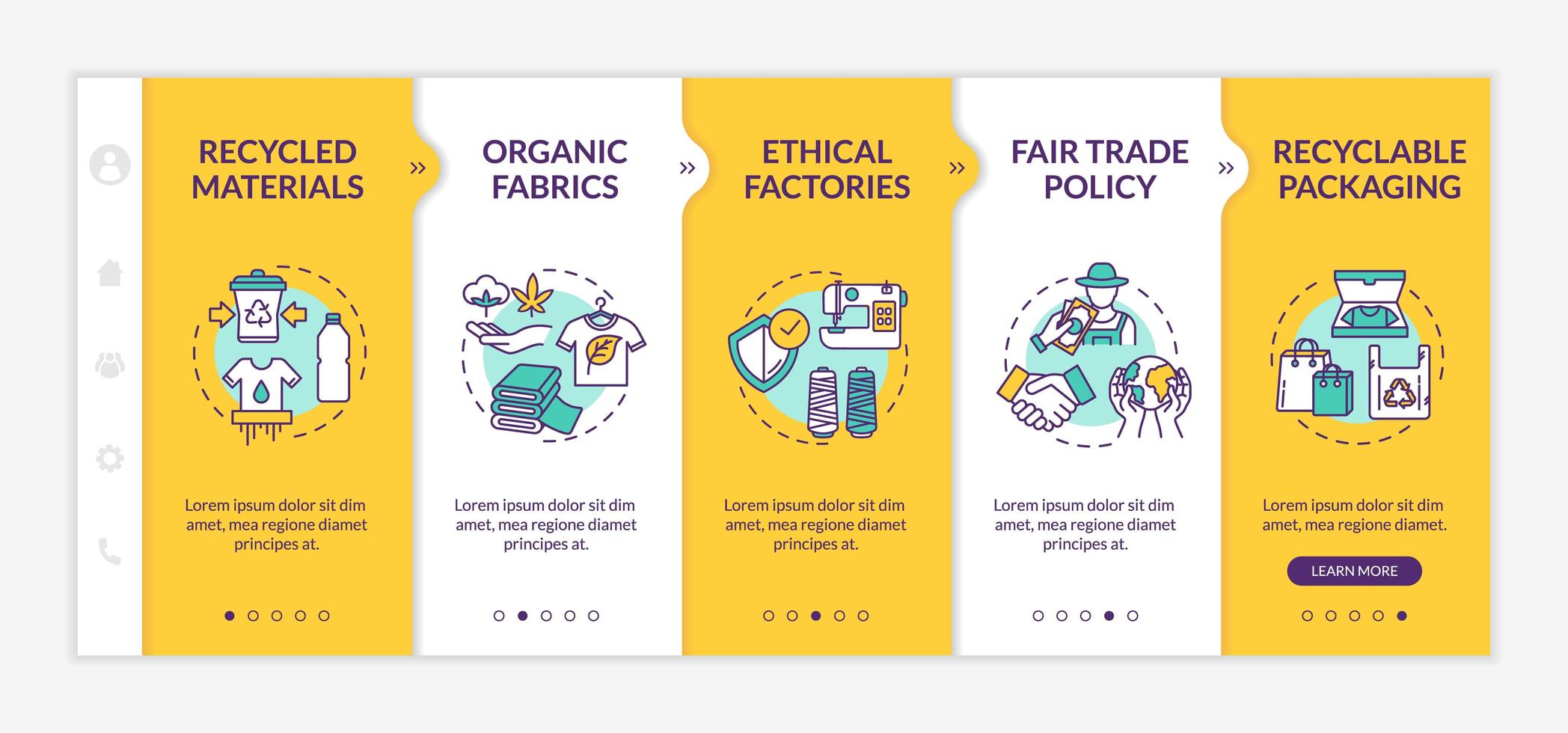 ethische fabrikant onboarding vector sjabloon