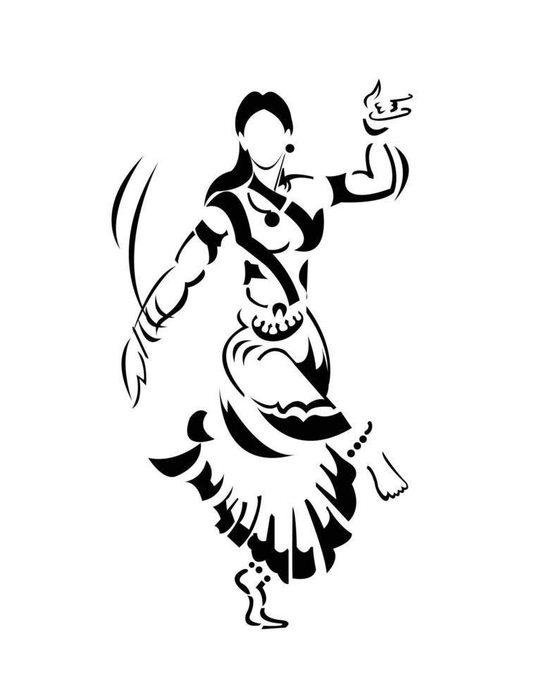 bharathanatyam danser tekening vector illustratie