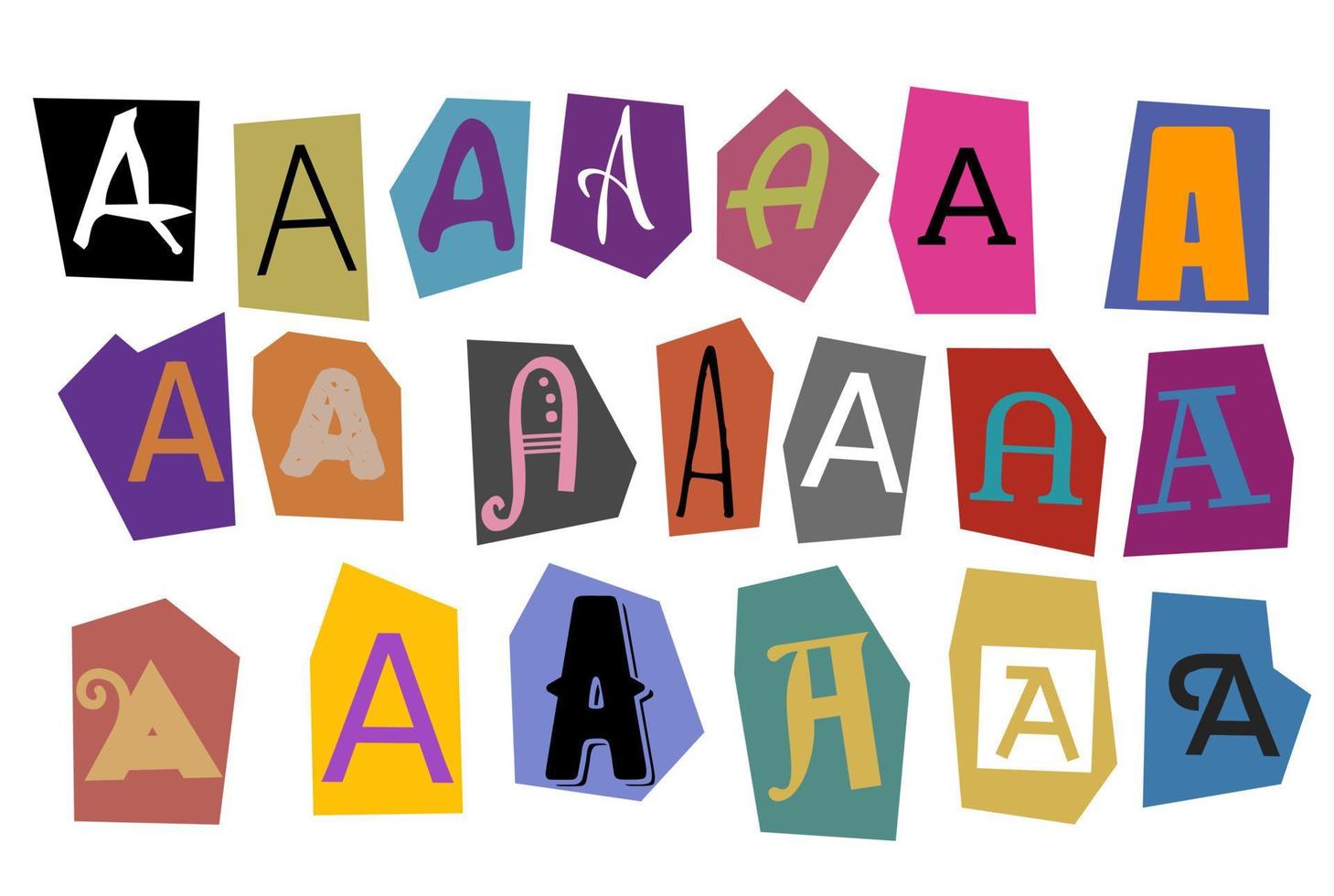 alfabet een - vector besnoeiing krant- en tijdschrift brieven, papier stijl losgeld Notitie brief