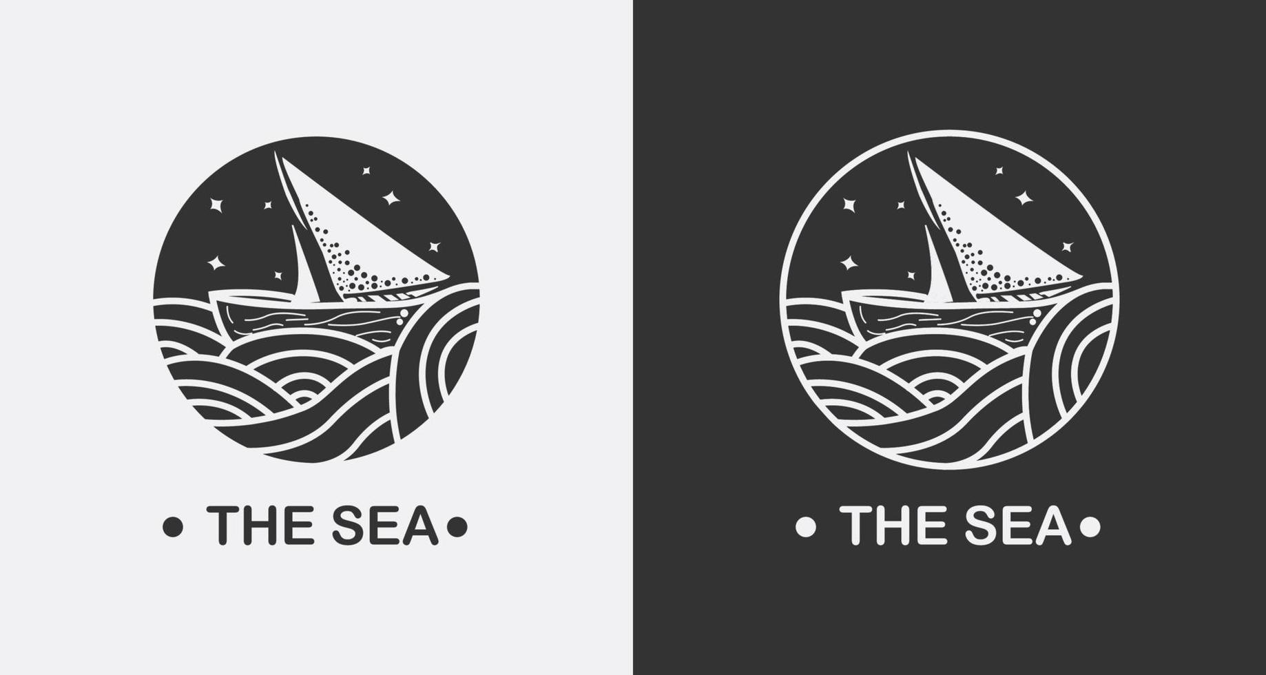 boot ontwerp logo Aan oceaan golven vector