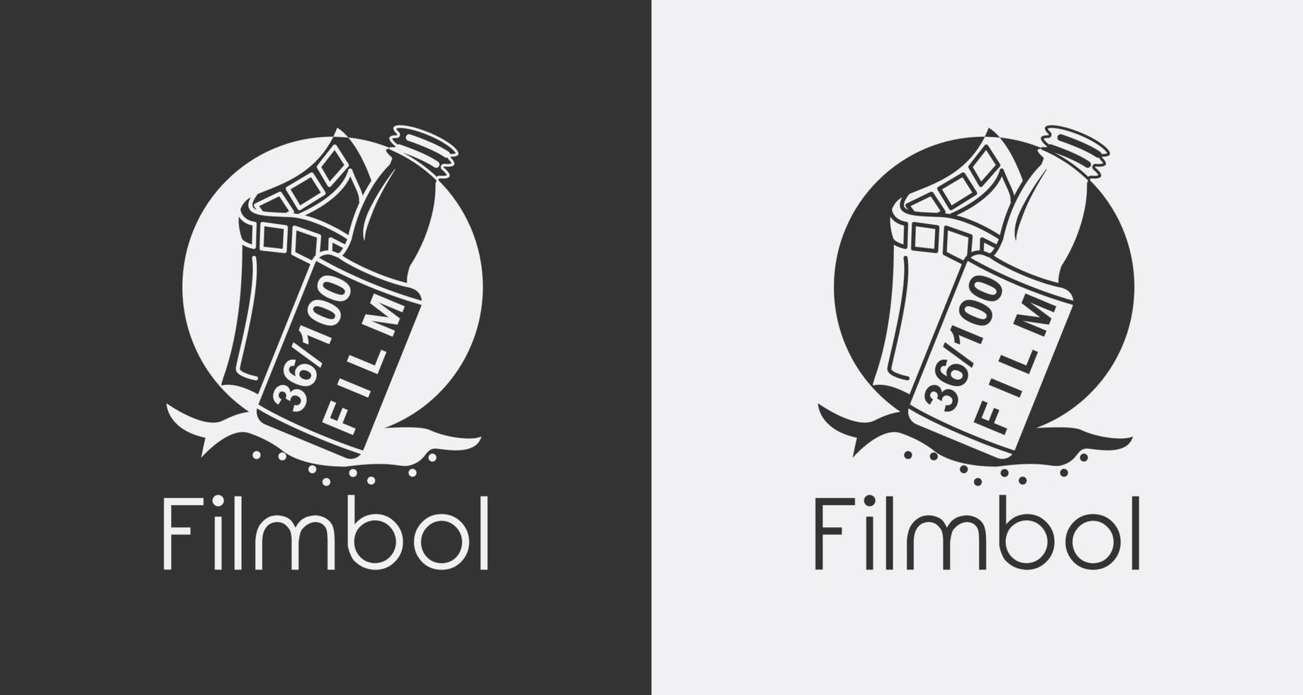 logo ontwerp met film en fles concept vector