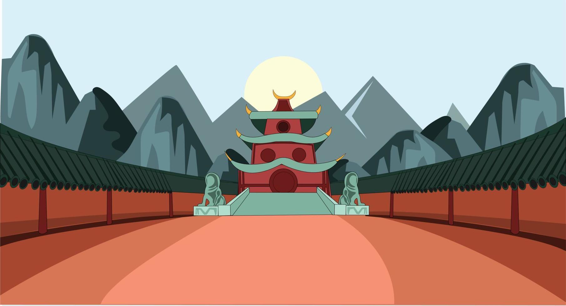 leeg oude Chinese tempel amfitheater vector