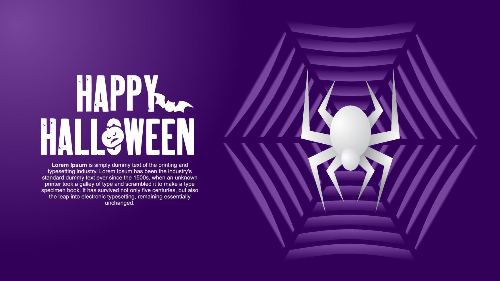 spinnenweb vlak ontwerp met eng Purper achtergrond vector