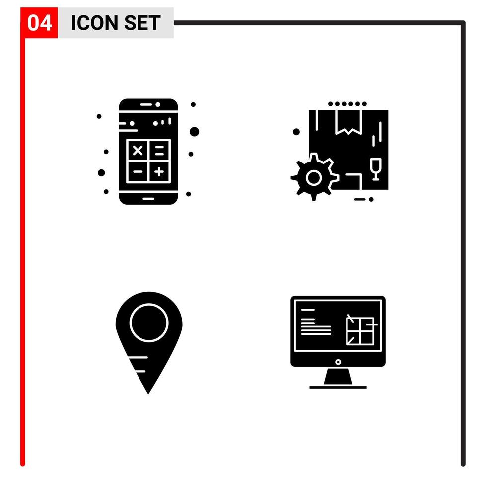 4 algemeen pictogrammen voor website ontwerp afdrukken en mobiel apps. 4 glyph symbolen tekens geïsoleerd Aan wit achtergrond. 4 icoon pak. vector