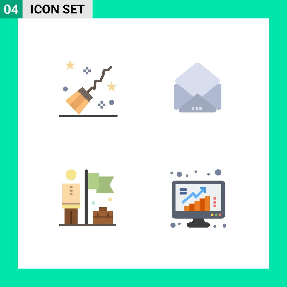 reeks van 4 modern ui pictogrammen symbolen tekens voor bezem zakenman hekserij Open toenemen bewerkbare vector ontwerp elementen