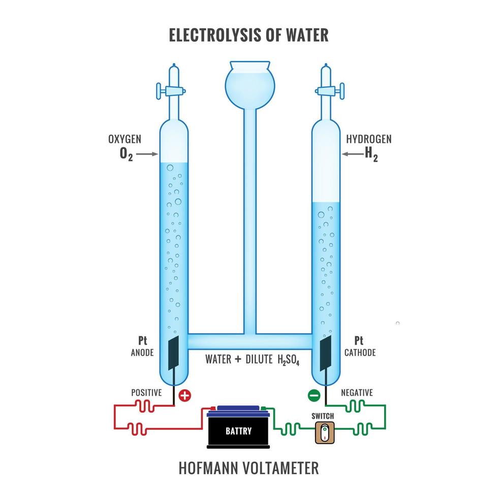 elektrolyse van water vormen waterstof en zuurstof vector