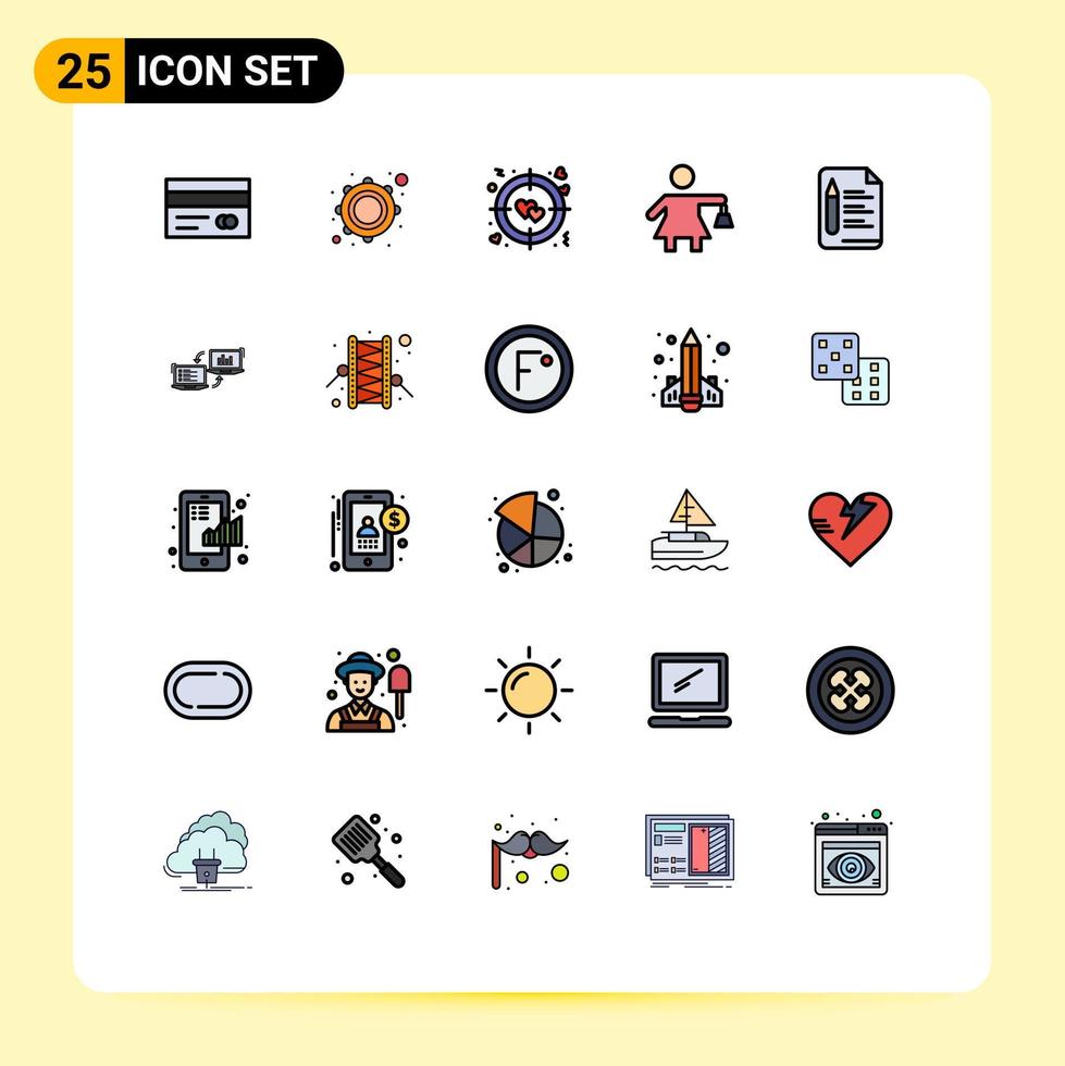 reeks van 25 modern ui pictogrammen symbolen tekens voor potlood tekst hart het dossier boodschappen doen bewerkbare vector ontwerp elementen