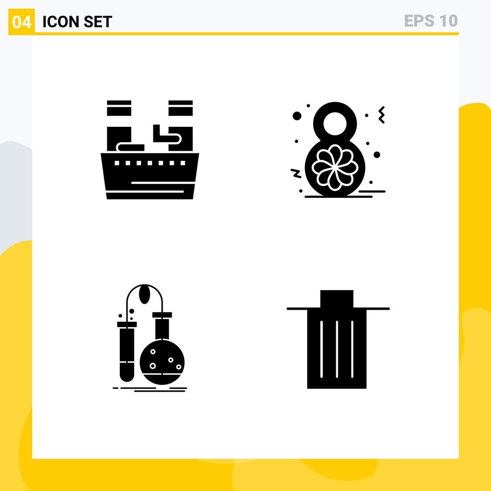 groep van 4 modern solide glyphs reeks voor schoonheid chemie welzijn Dames dag laboratorium bewerkbare vector ontwerp elementen