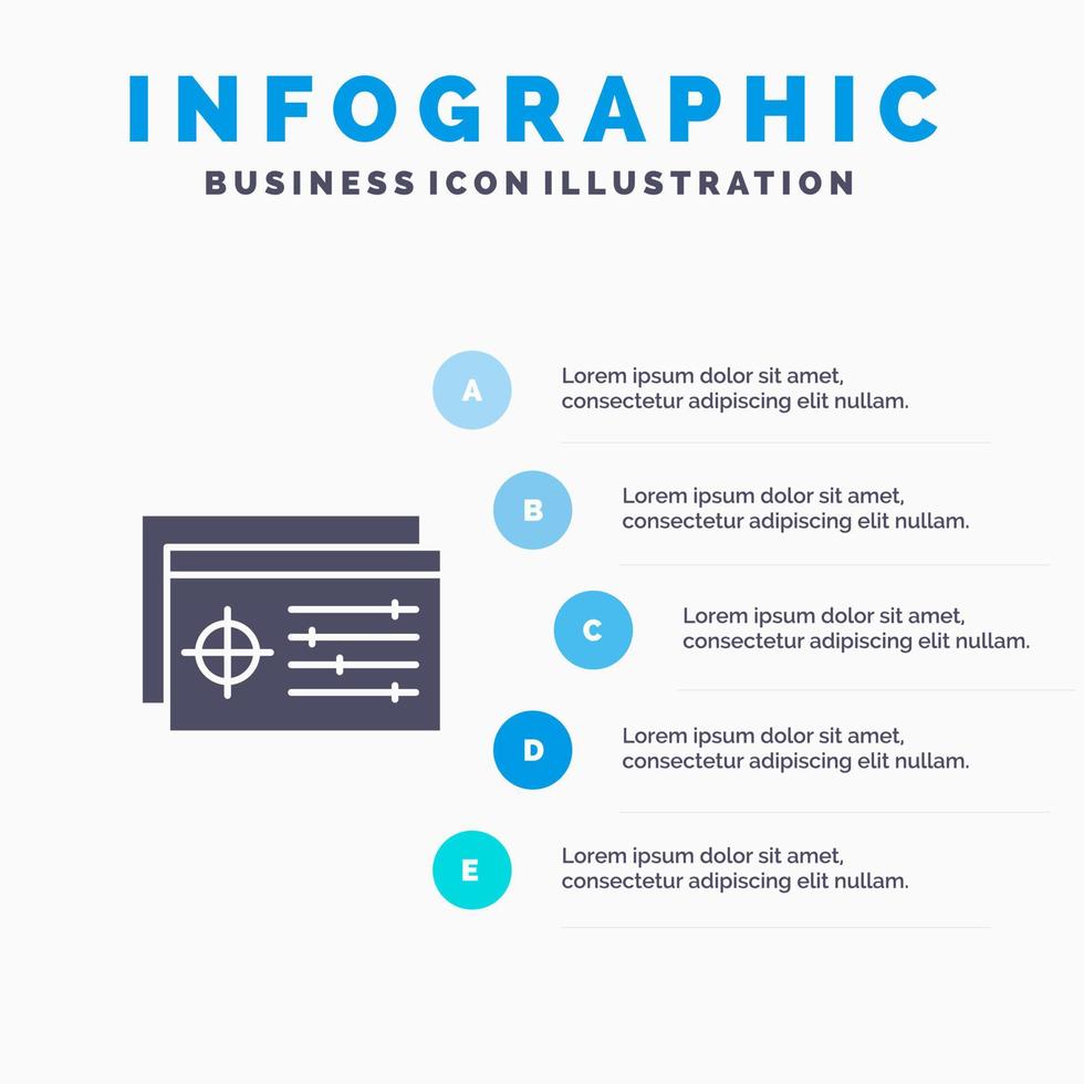 instelling controleur doelwit voorwerp infographics presentatie sjabloon 5 stappen presentatie vector