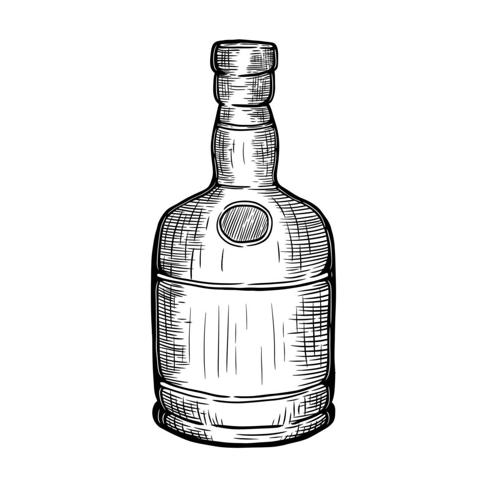 hand- getrokken wodka fles vector illustratie