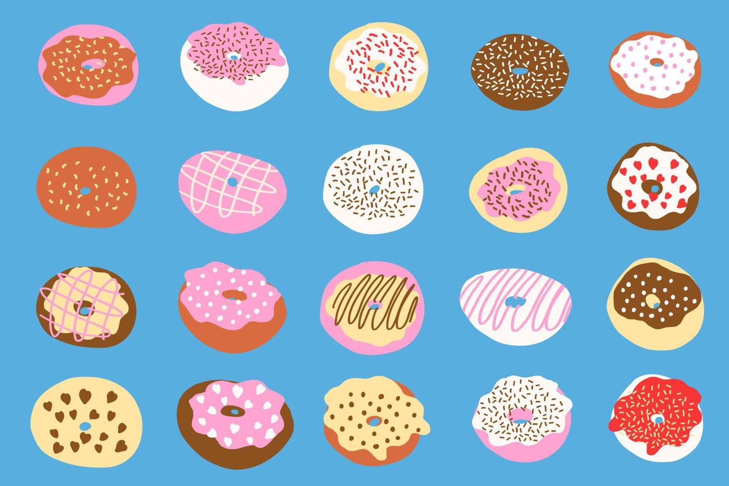 donuts reeks in tekenfilm stijl. vector illustratie geïsoleerd Aan wit achtergrond.