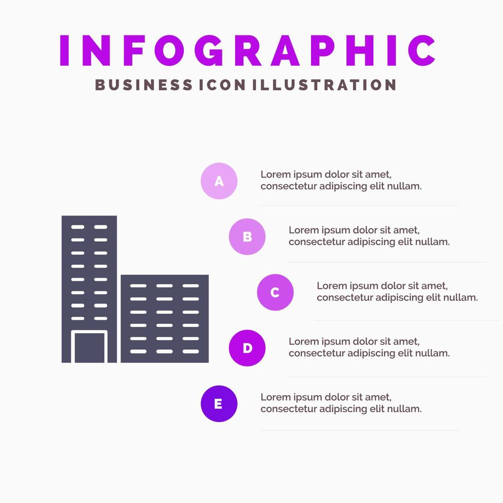 architectuur gebouw bouw solide icoon infographics 5 stappen presentatie achtergrond vector