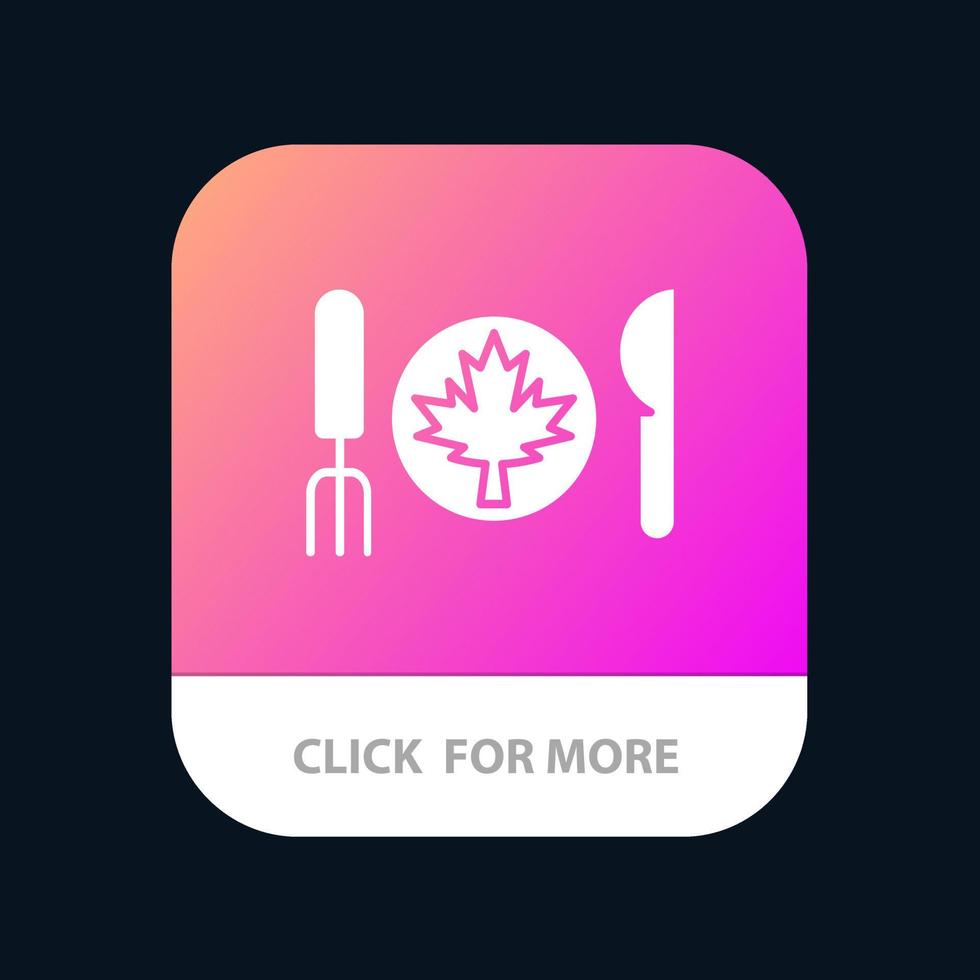 avondeten herfst Canada blad mobiel app knop android en iOS glyph versie vector