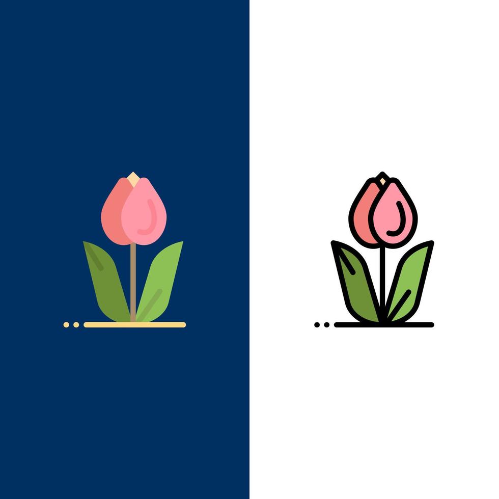 flora bloemen bloem natuur roos pictogrammen vlak en lijn gevulde icoon reeks vector blauw achtergrond