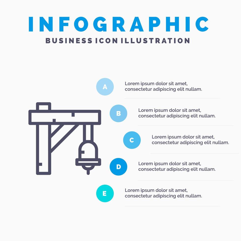 klok teken trein vervoer lijn icoon met 5 stappen presentatie infographics achtergrond vector