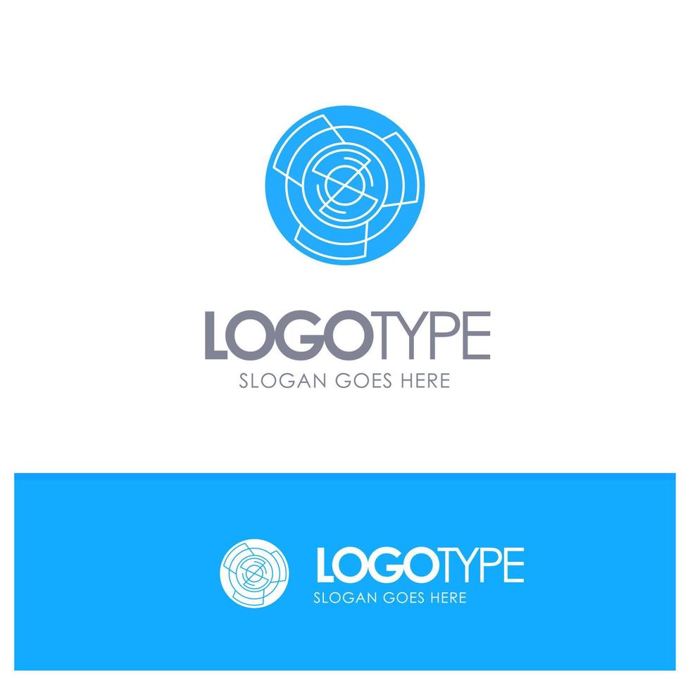 complexiteit bedrijf uitdaging concept labyrint logica doolhof blauw solide logo met plaats voor slogan vector