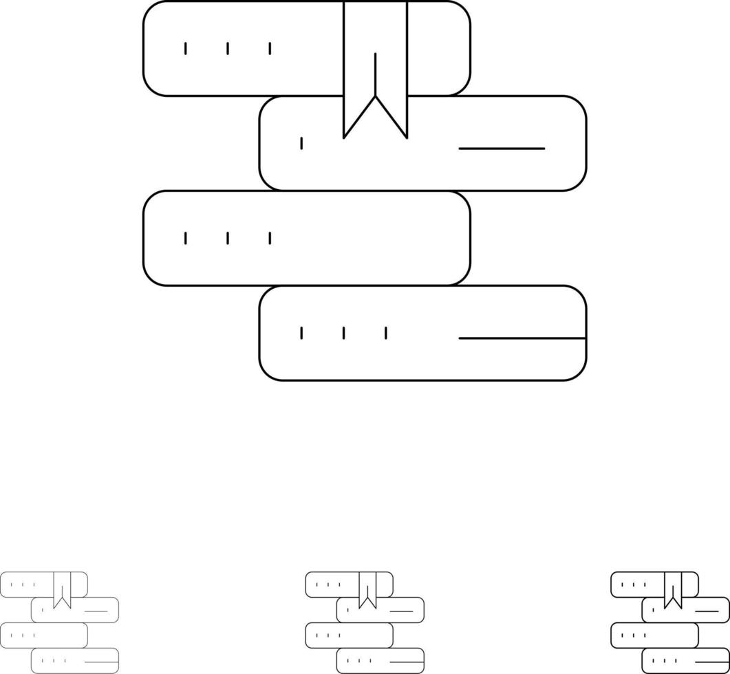 boeken onderwijs bibliotheek studie stoutmoedig en dun zwart lijn icoon reeks vector