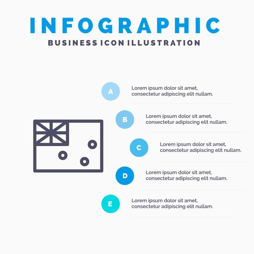 Australiër Australië land vlag lijn icoon met 5 stappen presentatie infographics achtergrond vector