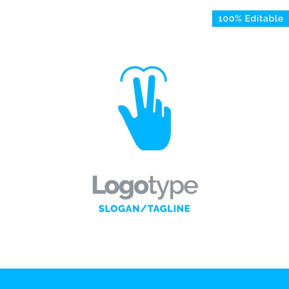 gebaren hand- mobiel tintje tab blauw solide logo sjabloon plaats voor slogan vector