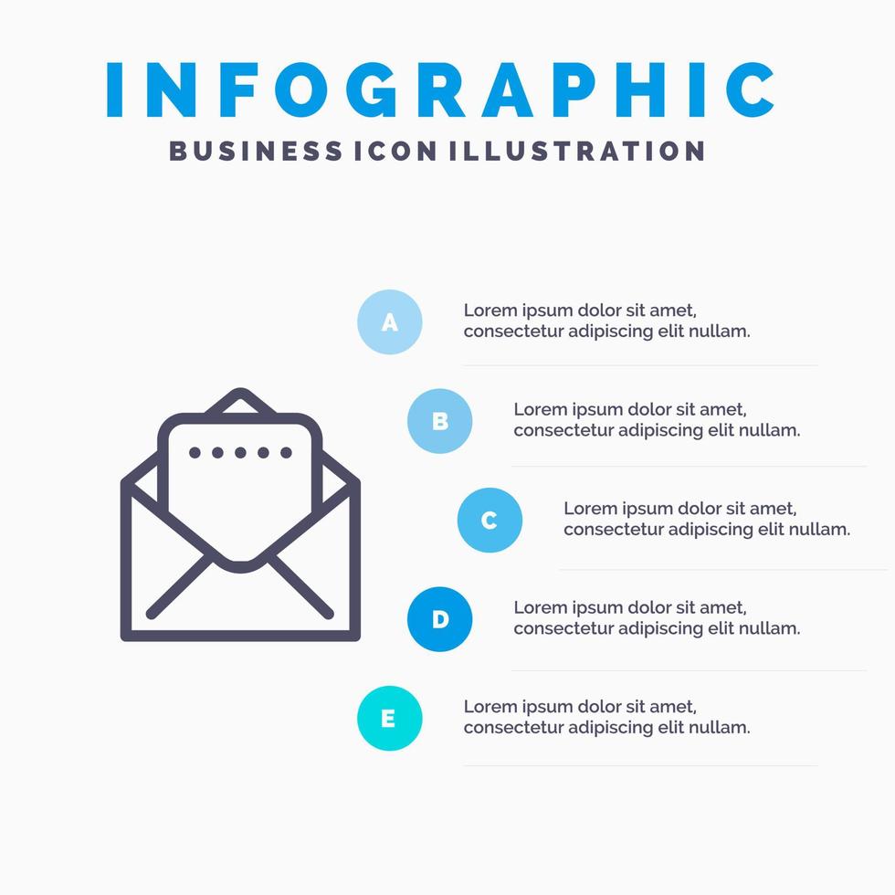 document mail lijn icoon met 5 stappen presentatie infographics achtergrond vector