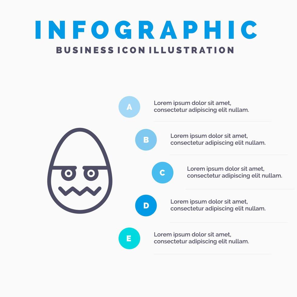 viering decoratie Pasen ei lijn icoon met 5 stappen presentatie infographics achtergrond vector