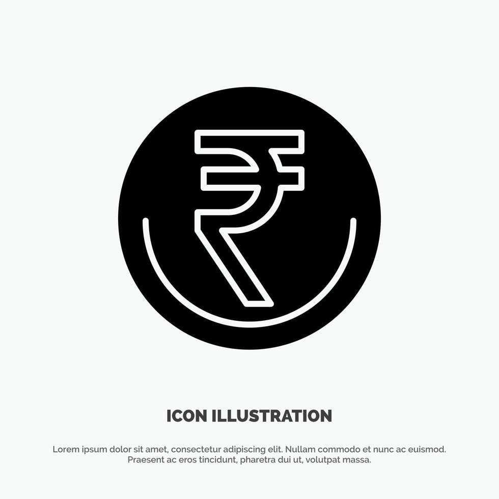 bedrijf valuta financiën Indisch inr roepie handel solide glyph icoon vector